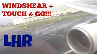 EXTREME ABORTED LANDING! London Heathrow Airport *TOUCH & GO + CROSSWIND!* Swiss Intl Airlines A321