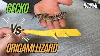 Real Lizard vs Origami Lizard!  Who Wins? (Fast Tutorial at the End!)