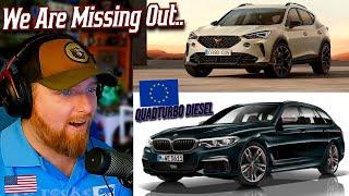 American Reacts to 10 Excellent European Cars That AREN'T Sold in the USA