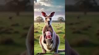 Joyful Kangaroo and Baby's Heartwarming Bond at Golden Hour #babyanimal #kangaroo #vairalshort