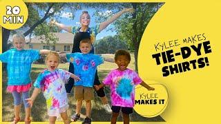 Kylee Makes Tie-Dye Shirts! How to Make Five Different Designs with Two Minute Tie Dye for Kids