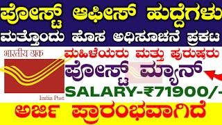 Post office New Vacancy Karnataka New Job Notification Update 2024 | Postmen Jobs Recruitment