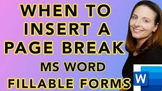 When To Insert A Page Break - Fillable Form Examples in MS Word