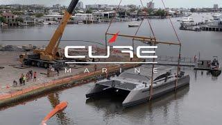 Launching The Cure 70 Into The Water—Full Carbon Catamaran