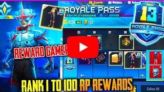 SEASON 13 ROYAL PASS 1 TO 100 RP REWARDS (GAMEPLAY) | 100RP OUTFIT FIRST LOOK - PUBG MOBILE