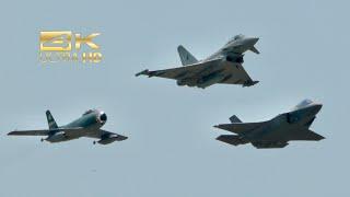 (4K) Special flypast Eurofighter F-35 and Sabre at 100 Years Italian Air Force Airshow ROM