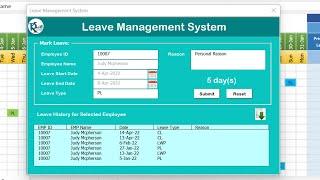 Leave Management System in Excel