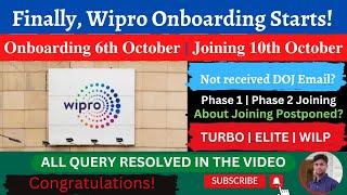 Wipro latest onboarding update | Onboarding 6th Oct | Joining 10th Oct | Elite, Turbo, Wilp