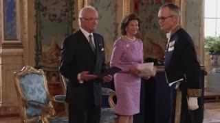 King Carl XVI Gustaf of Sweden appoints ABBA to the Royal Order of Vasa
