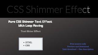 Pure CSS Shimmer Text Effect With Loop Moving | Text Shine Effect