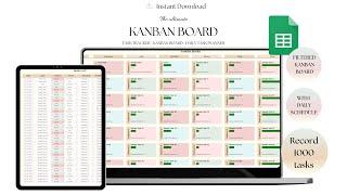 KANBAN Board google sheets for project management task planner task manager task project tracker