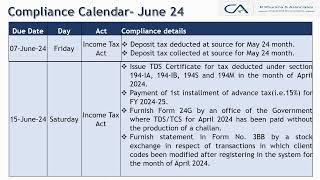 Compliance Calendar June24