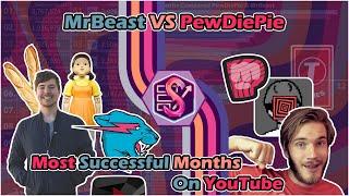 MrBeast VS PewDiePie: The Most Successful months on YouTube!