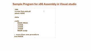 sample program format for x86 assembly language kip Irvine in visual studio