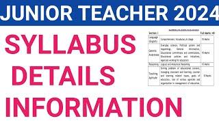 JUNIOR TEACHER JT 2024 SYLLABUS||JT SYLLABUS 2024 ODISHA|| ODISHA JUNIOR TEACHER SYLLABUS 2024