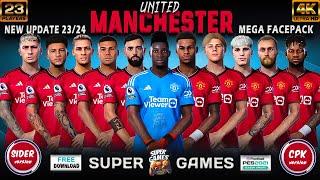 MANCHESTER UNITED Facepack 23/24 (23 Players) ◆ PES 2021 (SIDER ◆ CPK)  أوجه مانشيستر يونايتد 23/24