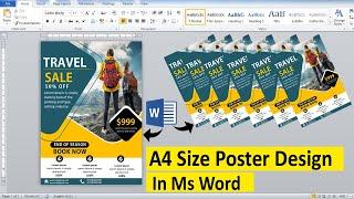 Poster Design Work in Ms word Tutorial || How to make A4 Size Poster Design in Ms word ||