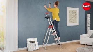 HAILO L85 ComfortLine - Alu-Sicherheits-Stehleiter / Aluminium safety household ladder