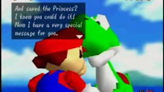 Super Mario 64 meeting Yoshi.