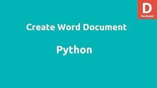 Python Create Word Doc python docx
