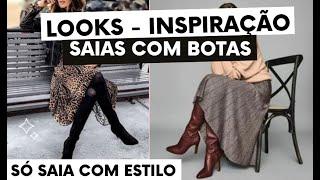 Looks Inspiração Saia ou Vestidos com Botas