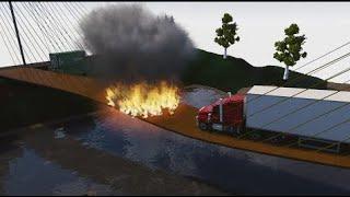 Truck VS Suspension Bridge On FIRE | Teardown