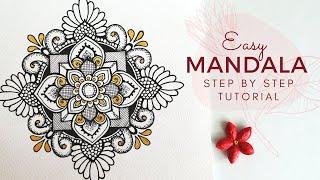 How to draw MANDALA ART  | step by step MANDALA for beginners  | easy acrylic MANDALA