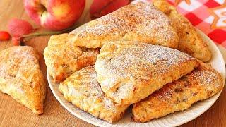 Fragrant, autumn scones with apples, nuts and cinnamon. Baking with apples.