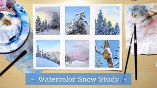 Snow Study in Watercolor Painting Process