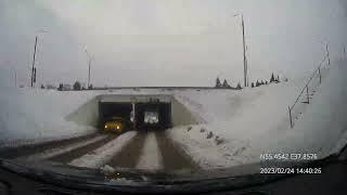 Driving in Domodedovo Urban Okrug: Колычёво - Торчиха - Карачарово - Софьино 24/02/2023 (4x)