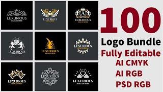 100 Editable Logo  Bundle Download In CMYK And RGB Color |Sheri Sk| |Photoshop Tutorial|