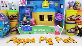 PEPPA PIG SCHOOLHOUSE PLAYSET MADAME GAZELLE PLAY DOH MUDDY PUDDLES FUN SCHOOL HOUSE PEPPA PIG TOYS