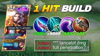 GLOBAL LANCELOT NEW FULL PENETRATION DAMAGE BUILD! | BEST BUILD & EMBLEM LANCELOT! (101% BROKEN!)