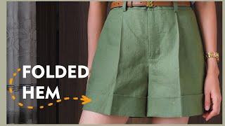  Folded hem shorts sewing tutorial | How to sew folded cuff shorts | Sewing techniques