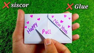 DIY - Surprise Massege card for new year | Pull tab origami Envelope card | Happy new year card