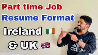 PART-TIME Jobs Resume Format for Ireland & UK | Malayalam