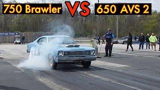 Plymouth Duster Returns to the Track!   Brawler vs Edelbrock AVS 2 Shootout!  Small Block Mopar 360