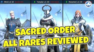 Sacred Order - All Rares reviewed in DETAIL - Who to build to 40, 50 and 6 stars