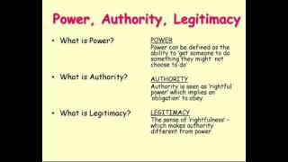 Power, authority and legitimacy