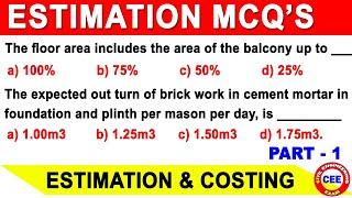 estimation mcq | Estimation and consting MCQ | important mcq on Estimation | civil engineering mcq