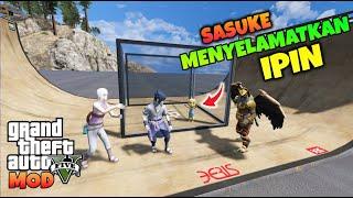 IPIN DISELAMATKAN SASUKE DARI KURUNGAN PENJAHAT GOLDAR - GTA 5 MOD ULTRAMAN UPIN IPIN