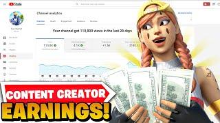How Much A Small Fortnite Content Creator Makes In A Month! + Tips To Grow On Youtube