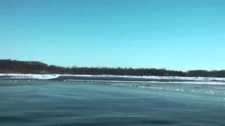 Viral video Ice cracking sounds as lake calves and grows ice. Pops below feet.