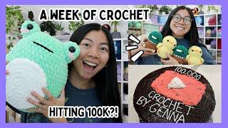 Crocheting Jumbo Frogs, Preventing Burnout, & Hitting 100K!  A Week of Crochet Vlog  Let's Chat!