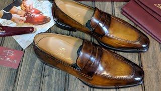 Unboxing of absolutely Stunning Penny Loafer with hand painted patina by Stefano Borella in Italy