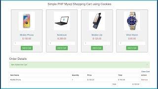 Create PHP Mysql Shopping Cart using COOKIES