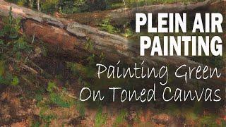 PAINTING GREEN ON A TONED CANVAS - Plein Air Painting Landscapes