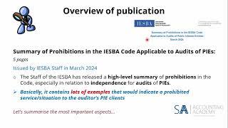 IESBA: Summary of Prohibitions in the IESBA Code for Audits of PIEs