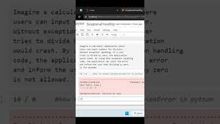 "Exception Handling" in Calculator  #exceptionhandling #python #technology #coding #shorts