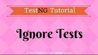 Ignore Tests In TestNG